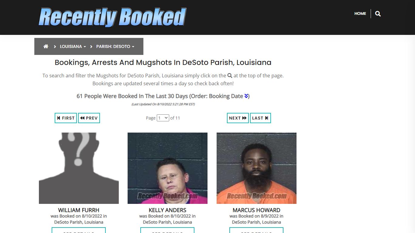 Recent bookings, Arrests, Mugshots in DeSoto Parish, Louisiana