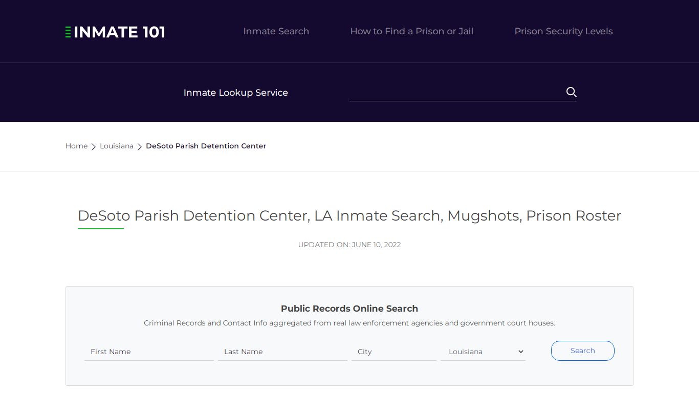 DeSoto Parish Detention Center, LA Inmate Search, Mugshots ...